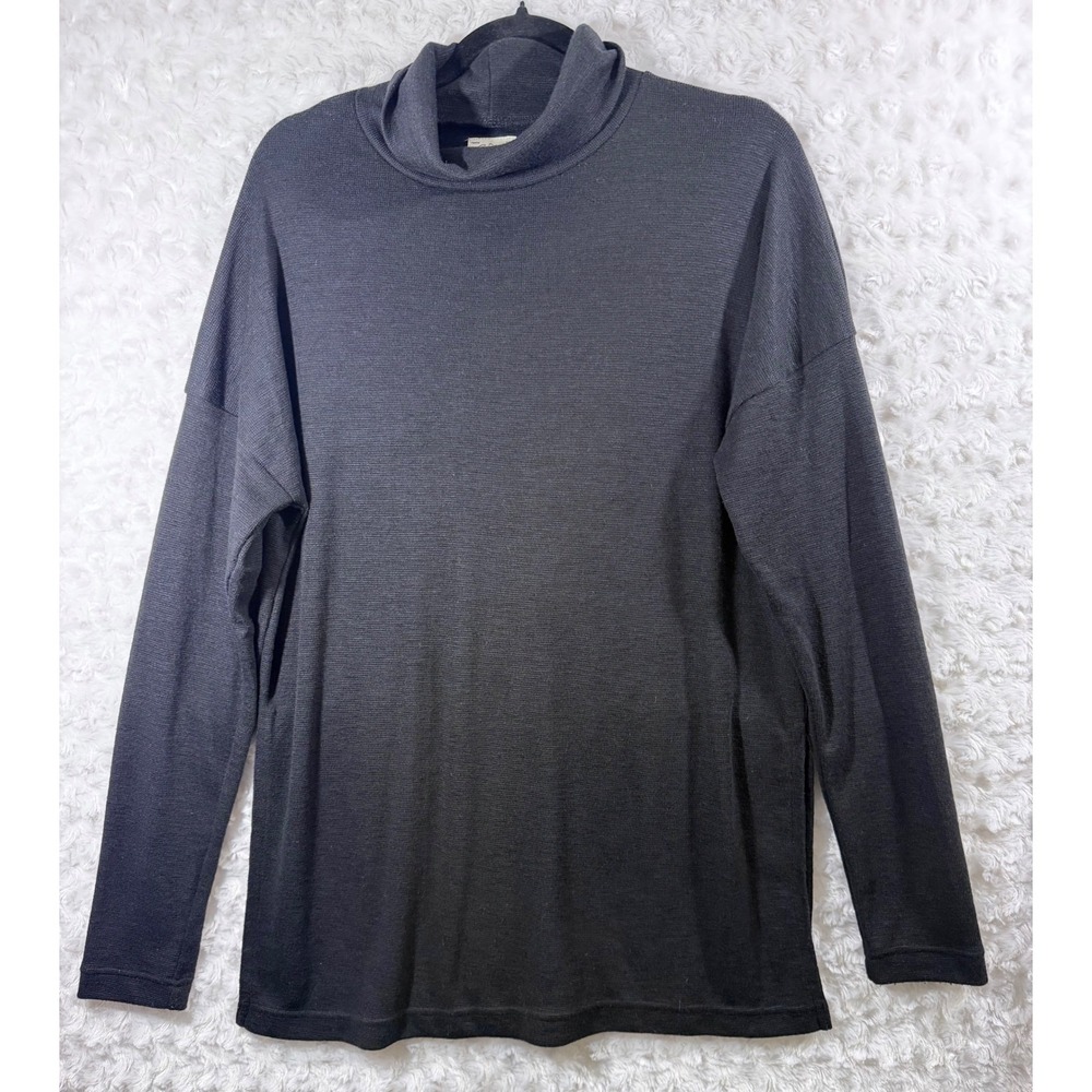 J.Crew Vintage Womens XL Fleece Charcoal Black Turtleneck Drop Shoulder Top
